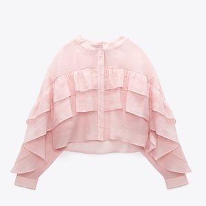 ZARA pink blouse with ruffles! (Size S)
